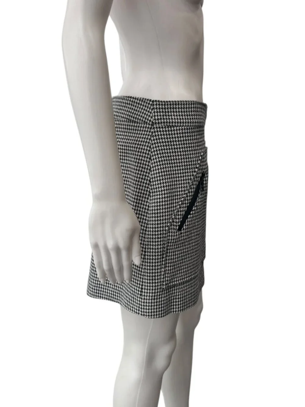 $395 Veronica Beard Black White Houndstooth Monroe Button Skirt size 4 - Picture 6 of 11